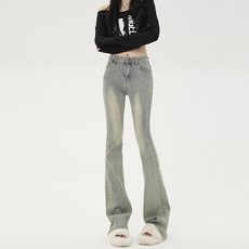 MarketA 女款復古水洗靴型牛仔褲