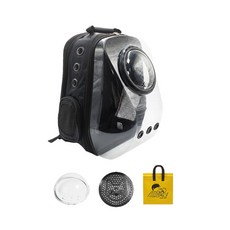 ye pet 寵物宇宙飛船外出包+凸透明窗+收納袋, 黑色