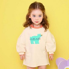 mollimelli 女童印花泡泡袖連身裙