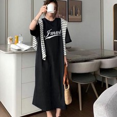 레몬소울 글리시 레터링 반팔 원피스 빅사이즈 포함