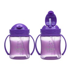 아이별프렌즈 국내 제조 플립컬러 빨대컵, 퍼플, 2개, 250ml