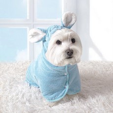 PASTEL PET 寵物小熊超細纖維浴袍, 藍色, 1個