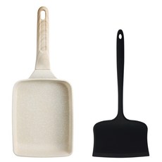 Easy Sili矽膠烹飪工具 2件組, 1套, 黑色, 寬鏟+炒蛋鍋