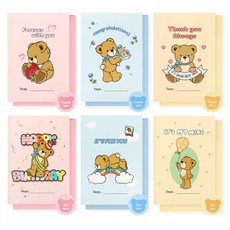 비팬시 테지움 테디베어 메세지 카드 6종 세트, 해피데이, 스토로베리, 벌룬, 하트, 레인보우, 플라워, 1세트