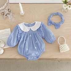 베베니즈 신생아용 블루스트라이프 바디수트 헤어밴드 세트