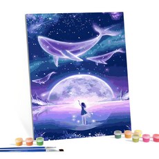 iLovePainting DIY數字油畫 神秘海洋鯨魚, 1個, 神秘的海鯨款