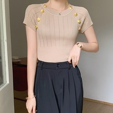 루나걸 여성용 글랜프 라운드넥 니트 티셔츠 L25SMKN031213