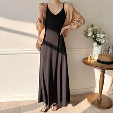 BORIMOM 柔軟V領無袖超長版孕婦連身裙 G965