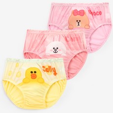 PremierFam Line Friends女童款Poly三角內褲 3件組