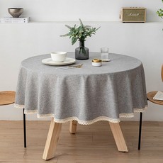 lovinglab 瑪麗復古蕾絲圓形防水餐桌桌布, 180cm, 灰色