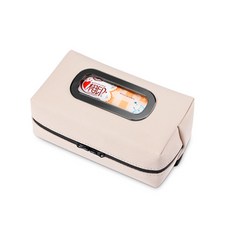 皮革扣環面紙盒, 米色