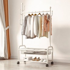 가구느낌 홈즈행거 800 철제 스탠드 이동식 2단, 화이트