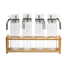 Tidoyo 夾扣式油瓶 500ml 4入 +愛心4孔置物架, 1套