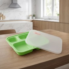 네스틱 유아용 킨더플레이트 식판 + 실리콘 커버 세트, 올리브그린, 1세트, 플레이트 + 커버