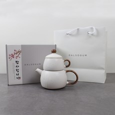Dalsogum 陶瓷新年茶1人份烤栗子組, 白色 + 棕色, 1套, 茶壺 + 茶杯