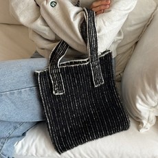 애쉬 투톤 리브드 니트 토트백