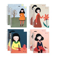 開放日女孩的彩色紙左手手冊 4 x 2p 套組, 混色, 1套