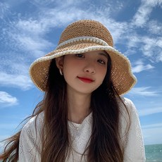 Mabso Shop 女用毛球度假旅行度假風遮陽草帽 SH443