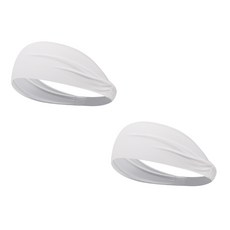 Nowfeel 寬版運動彈力鬆緊防汗髮帶 2入, 白色