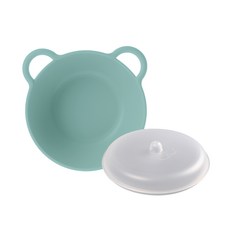 NIneware 韓國製小熊造型麥片碗+蓋子, 淺薄荷色, 1組