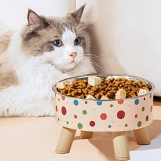 딩동펫 반려동물 땡땡이 체크 대용량 스텐 식기, 땡땡이레인보우, 1개