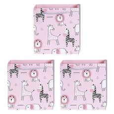 언더보스 러블리 애니멀 쇼핑백 20 x 20 x 8 cm, 핑크지브라, 3개