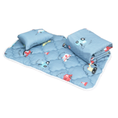 愛北鼻 幼兒園萊賽爾三件組 親膚透氣 舒適睡眠, 藍交通工具