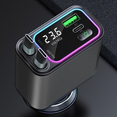 The Zone Ambient 4合1線圈式超快速充電車用插頭PD Type-C+Type-C款, 黑色, GC08