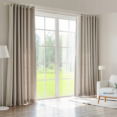 뷰하우스 플레인 사계절 아일렛타입 커튼봉 암막커튼 2p