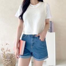 잘빠진 여성용 크롭 레이어드 니트 조끼