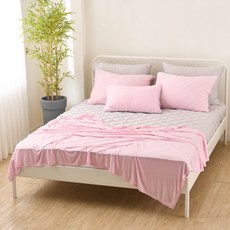 BED&DECO 酷觸涼感單層薄被, 莓果粉