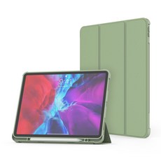 MOLAN CANO 可收納Apple Pencil透明iPad保護殼, 橄欖綠