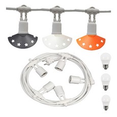 Victory Lighting Lighting 11燈 E26 三色燈罩 派對燈串 星星裝飾 9.5m + 燈泡 11p 套組, 混合顏色(燈罩), 白色(電燈線), 燈泡色(燈泡), 1套