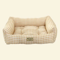 오로라펫 반려동물 인견 사각 방석, 베이지체크, 1개