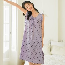 파란 여성용 냉감 프릴 나시 원피스 잠옷 파자마 세트