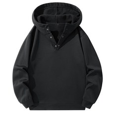 MarketA 男款條紋按扣刷毛連帽T恤