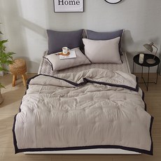 BODRE 質感滾邊舒適薄被, 米色