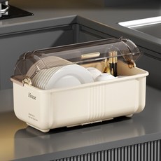 American Road Clean House 附蓋瀝水碗盤架 特大 RK1991, 米色