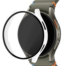 아이몰 스마트워치 9H 강화유리 풀커버 프레임 케이스, 화이트, 1개