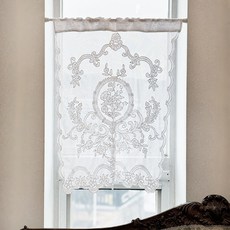 Ma Maison Antoine 亞麻刺繡短窗簾 CBMV13_50x70_2, 白色