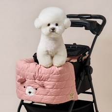 울리 반려동물 곰돌이 올인원 유모차 쿠션, 핑크, 1개