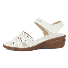 J SHOE 女款牛皮Rainsome超輕量魔鬼氈厚底涼鞋 4.5cm, 240, 象牙白