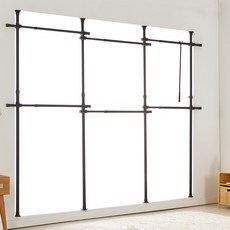 썬데코 우드레핑 고정식 6단 행거, 블랙