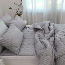 Beau Monde 柔軟水洗條紋鋪棉被, 灰色