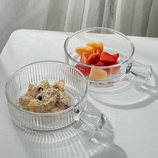 아메리칸로드 편리한 다용도 유리 손잡이접시 2종 세트 YK124, 투명, 1세트