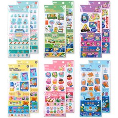 moong9 My Friends 印刷所 手帳裝飾貼紙 6款組合, 混合色, 2套