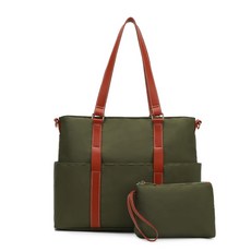 JH Company 口袋分層托特包, 綠色