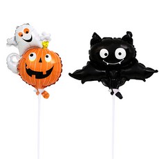 indi.k 萬聖節幽靈氣球 5入 + 蝙蝠氣球 5入 + 氣球棒 10入, 1套, 混合色