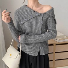 앤드스타일 여성용 소프오프숄더 버튼 골지니트 261954