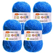 Yarna 100g 大容量高級菜瓜布編織線 4入 + A款印刷圖案 8種組合, 170 淺牛仔藍, 1套